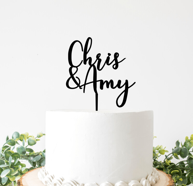 Personalised first names wedding cake topper acrylic