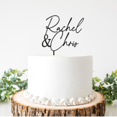 Personalised first names wedding cake topper acrylic