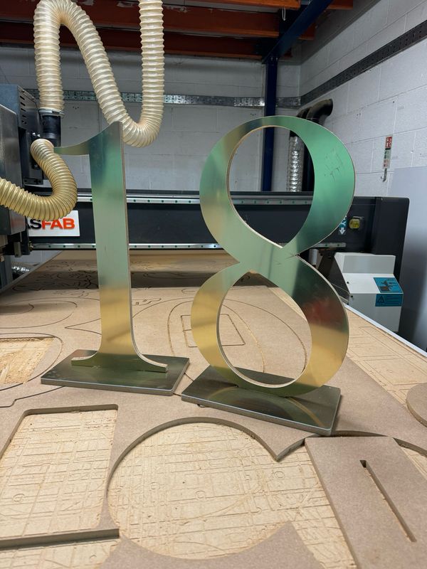 2ft Numbers free standing prop silver gold mirror coloured MDF