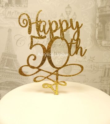 Happy 50th cake topper (Choose your age)