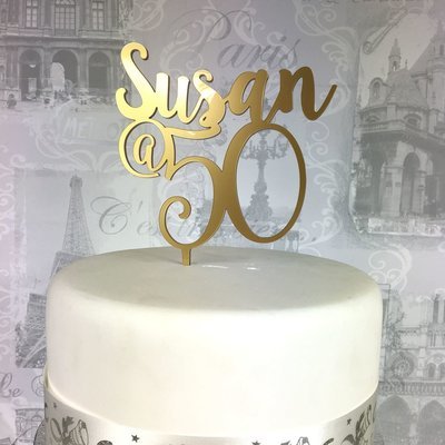 Personalise name @ 50 cake topper (choose your age)