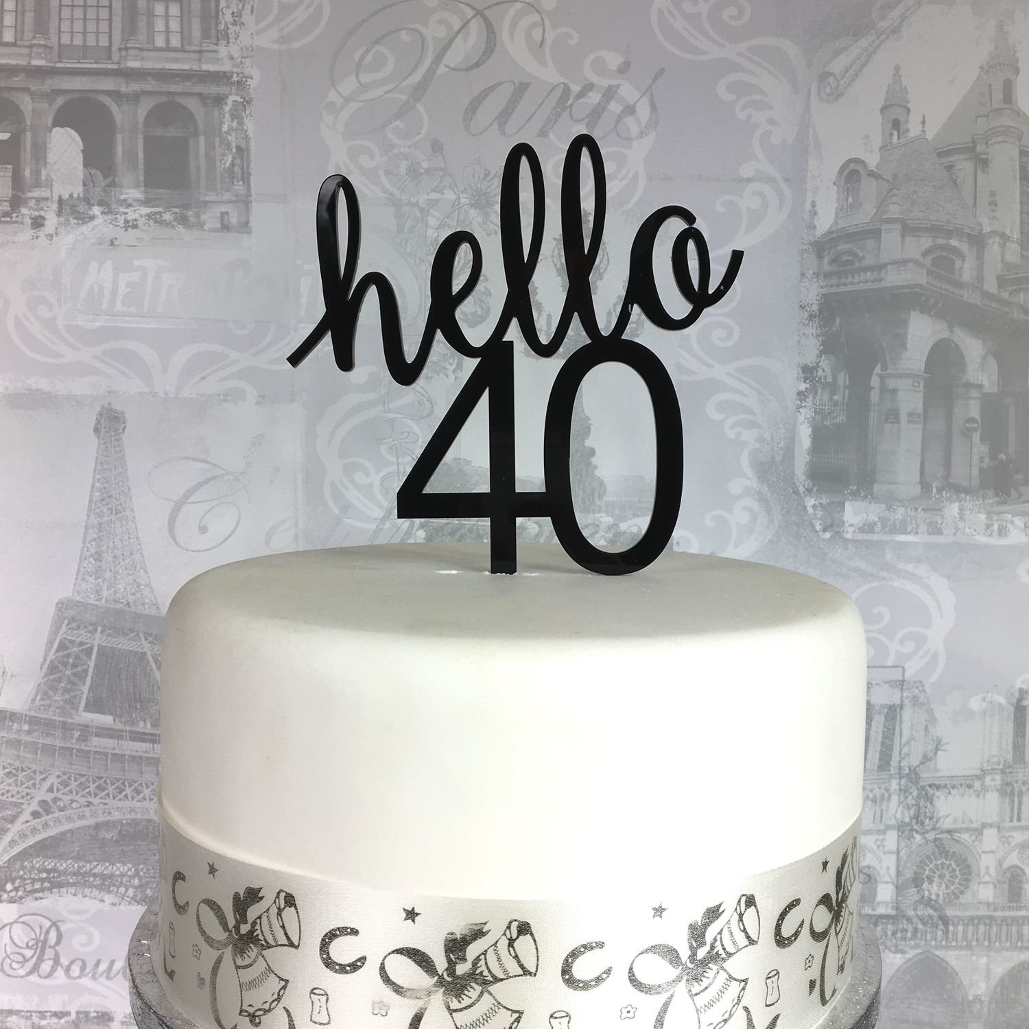 Hello 40, 40th cake topper (Choose your age)