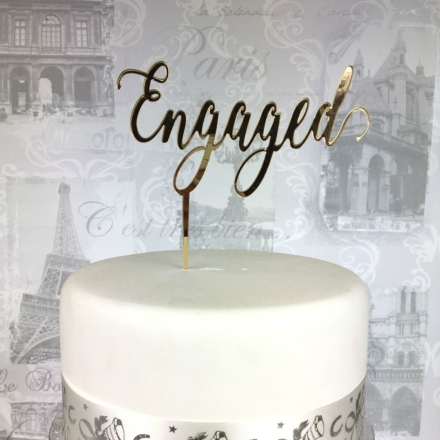 Engaged cake topper