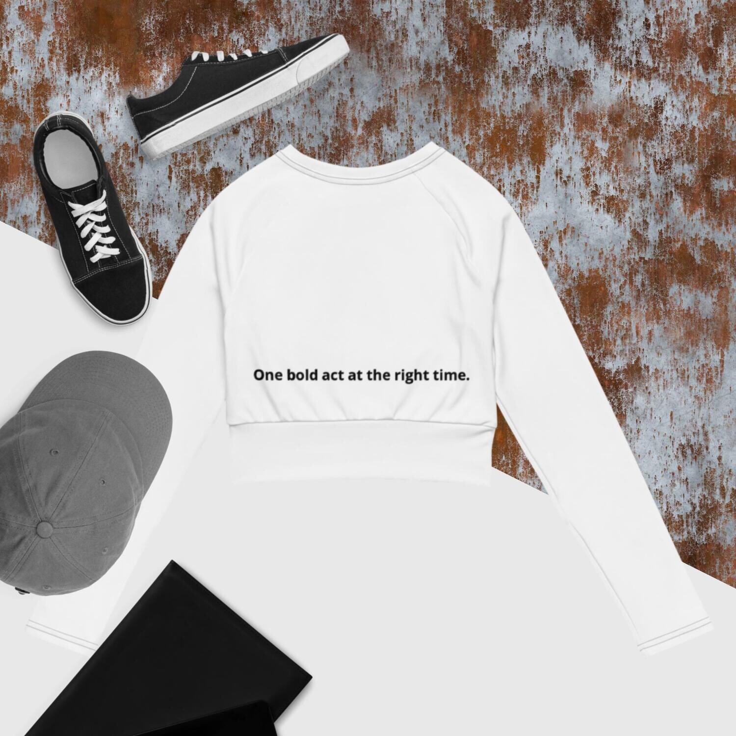 "Bold Enough" branded Recycled Long-sleeve Crop Top