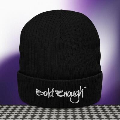 "Bold Enough" Branded Ribbed Knit Beanie