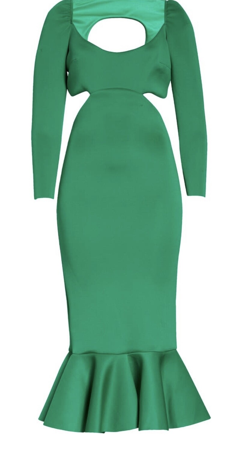 ASOS DESIGN Long Sleeve Ruffle Hem Midi Dress