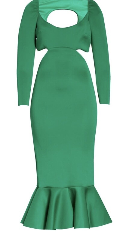 ASOS DESIGN Long Sleeve Ruffle Hem Midi Dress