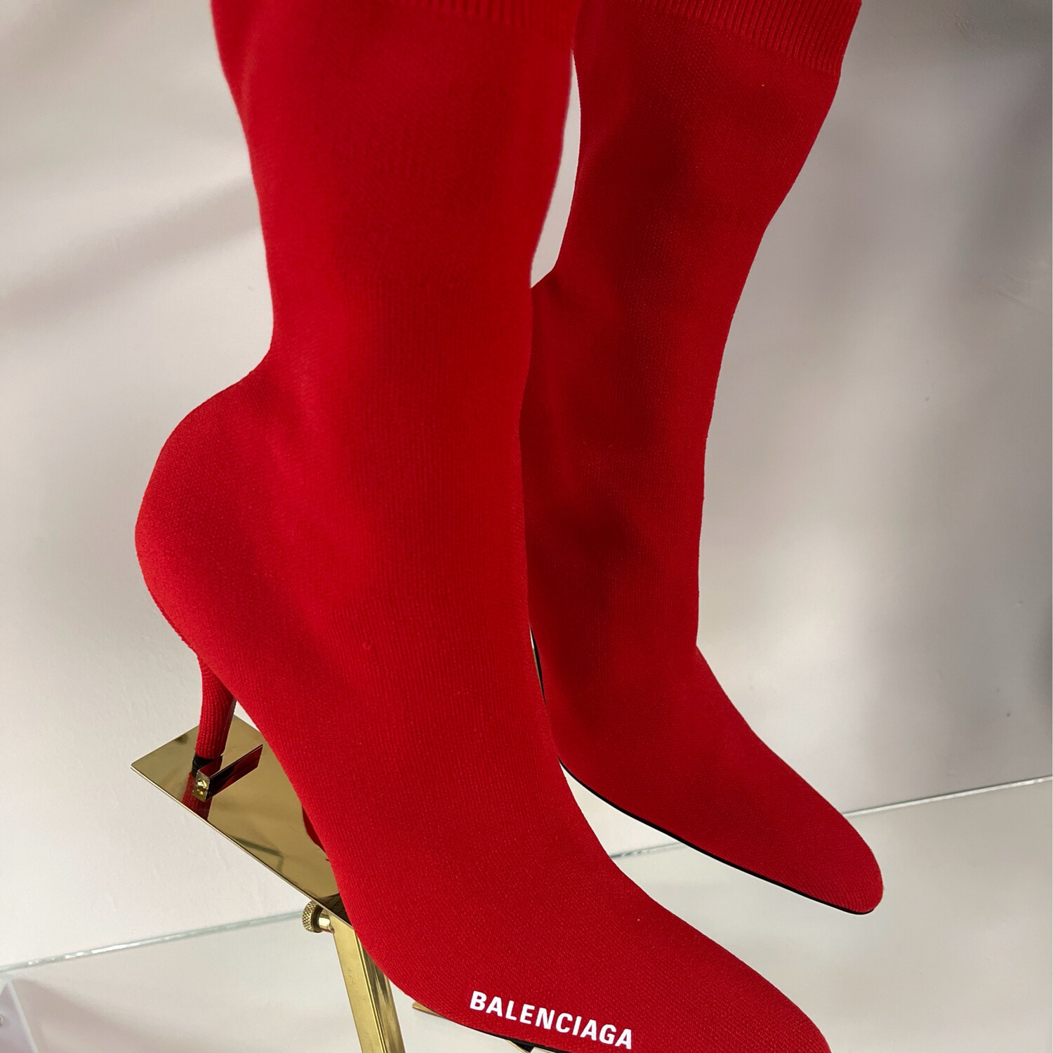 Red Balenciaga booties