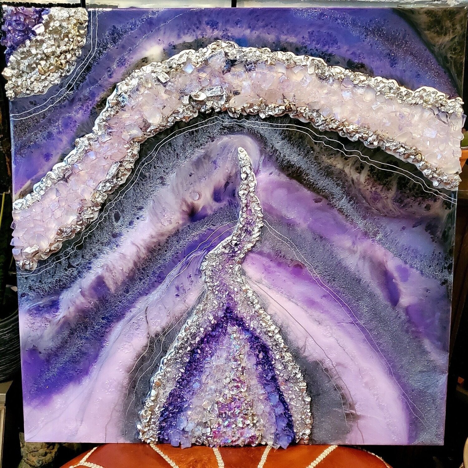 20x20 inch Amethyst Inspired Resin Geode Piece