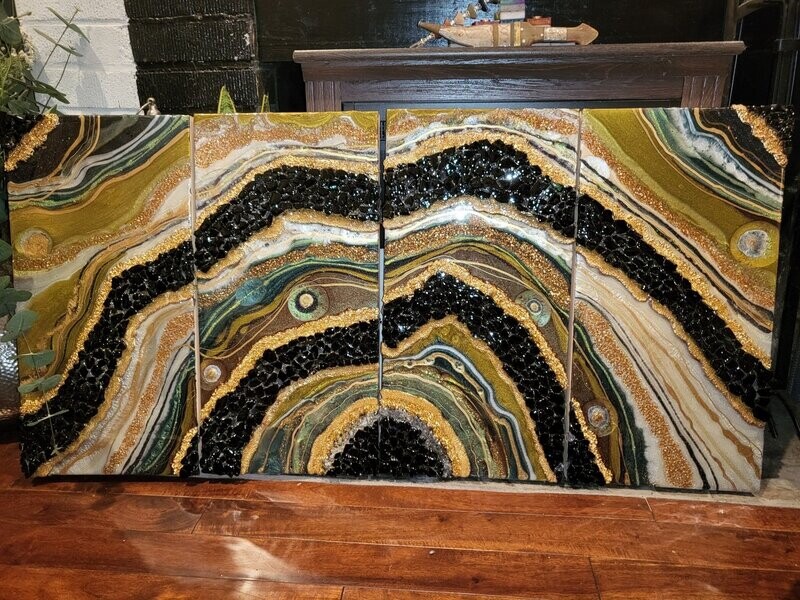 40x20 inch, 4-panel Geode Inspired Piece