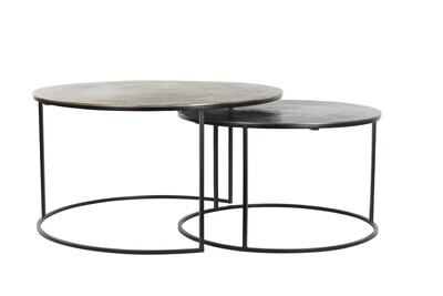 Tables basses gigognes PRIMO, noir/bronze - Light & Living