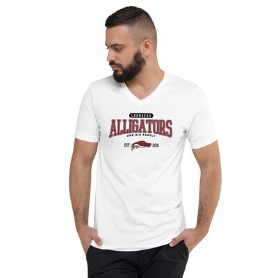 Unisex Short Sleeve V-Neck T-Shirt - EST. 2016 white Unisex Short Sleeve V-Neck T-Shirt - EST. 2016 white
