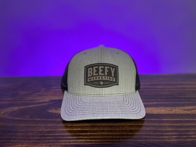 Black & Gray Leather Patch Hat