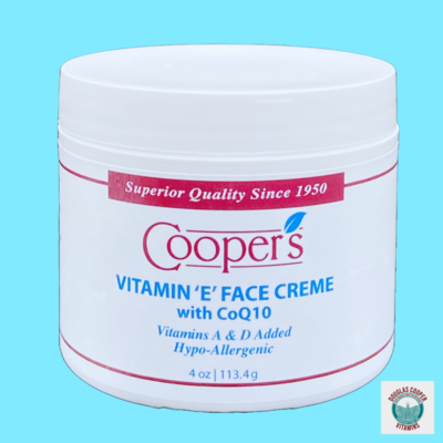 Face Cream CoQ10 & E: 4 oz Jar (WHITE- No Scent)