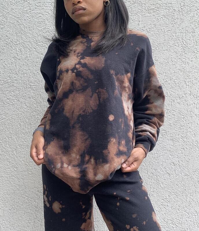 bleach dye crewneck sweatsuit