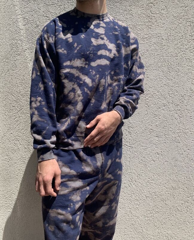 bleach dye crewneck sweatsuit