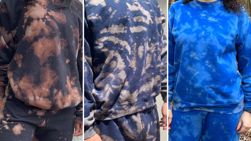 BULK bleach dye crewneck sweatsuits