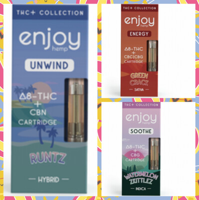 Enjoy THC+ Collection Vape Cartridges (1g, D8/CBG/CBN/CBC)