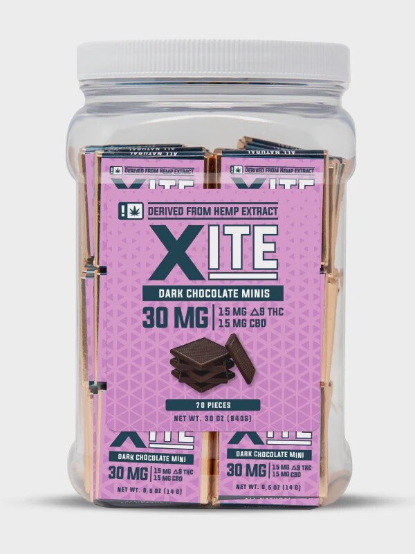 Xite Dark Chocolate THC Squares (15mg D9 THC + 15mg CBD)