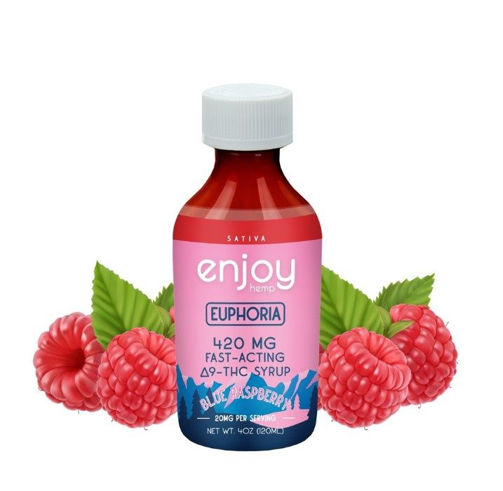 Enjoy D9 THC Syrup Beverage Enhancer (Nano, Fast Acting, Water Soluble), Effect: Euphoria (Sativa, Energy)