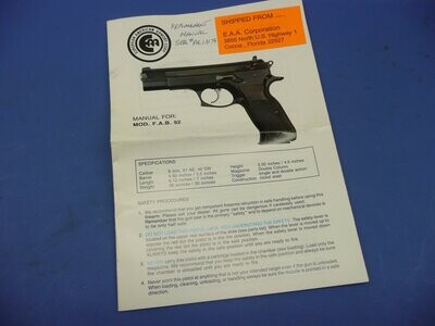 EAA FAB 92 Pistol Manual