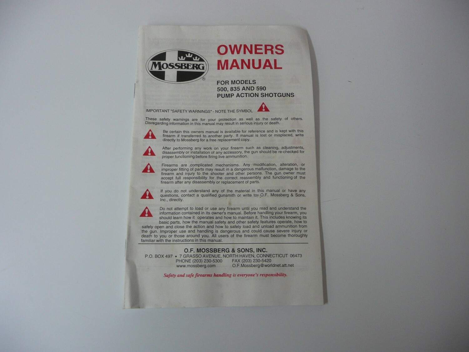 Owners Manual - Mossberg 500, 590, 835 Shotguns