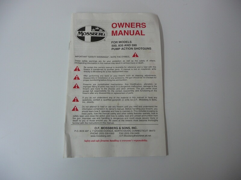 Owners Manual - Mossberg 500, 590, 835 Shotguns