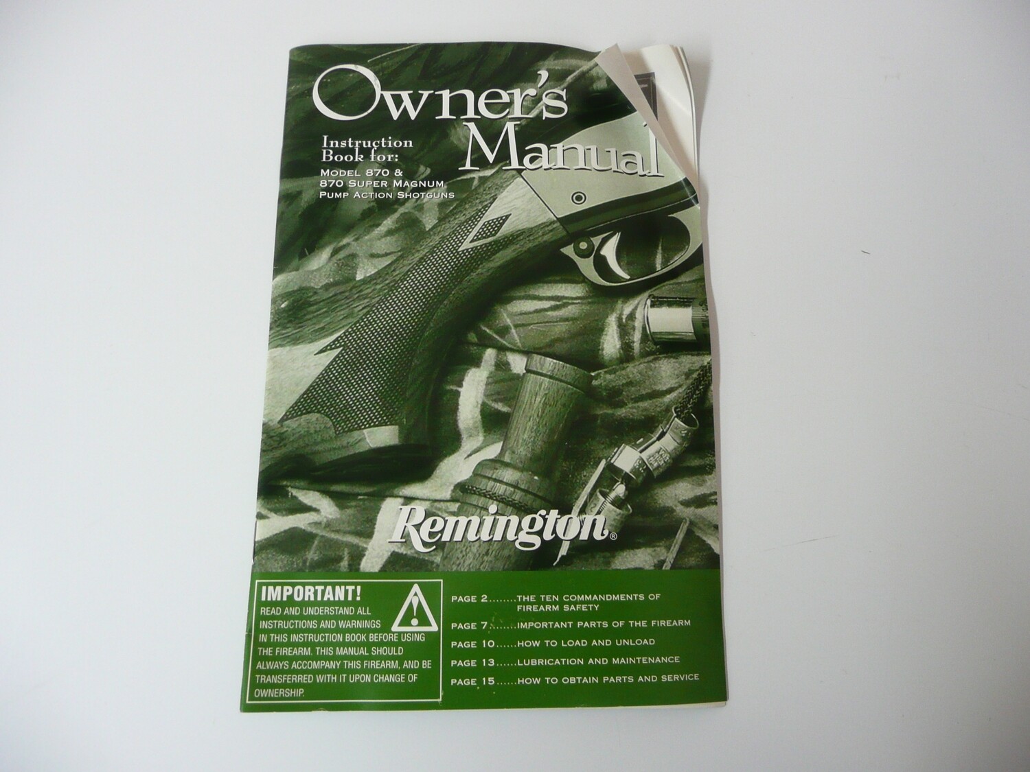 Owners Manual - Remington Model 870 Shotguns