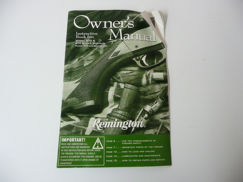 Owners Manual - Remington Model 870 Shotguns