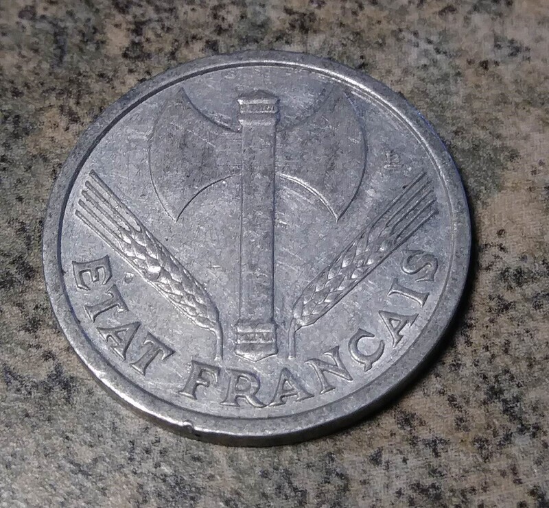 Vichy French State,  1942,  1 Franc (Heavy Type)