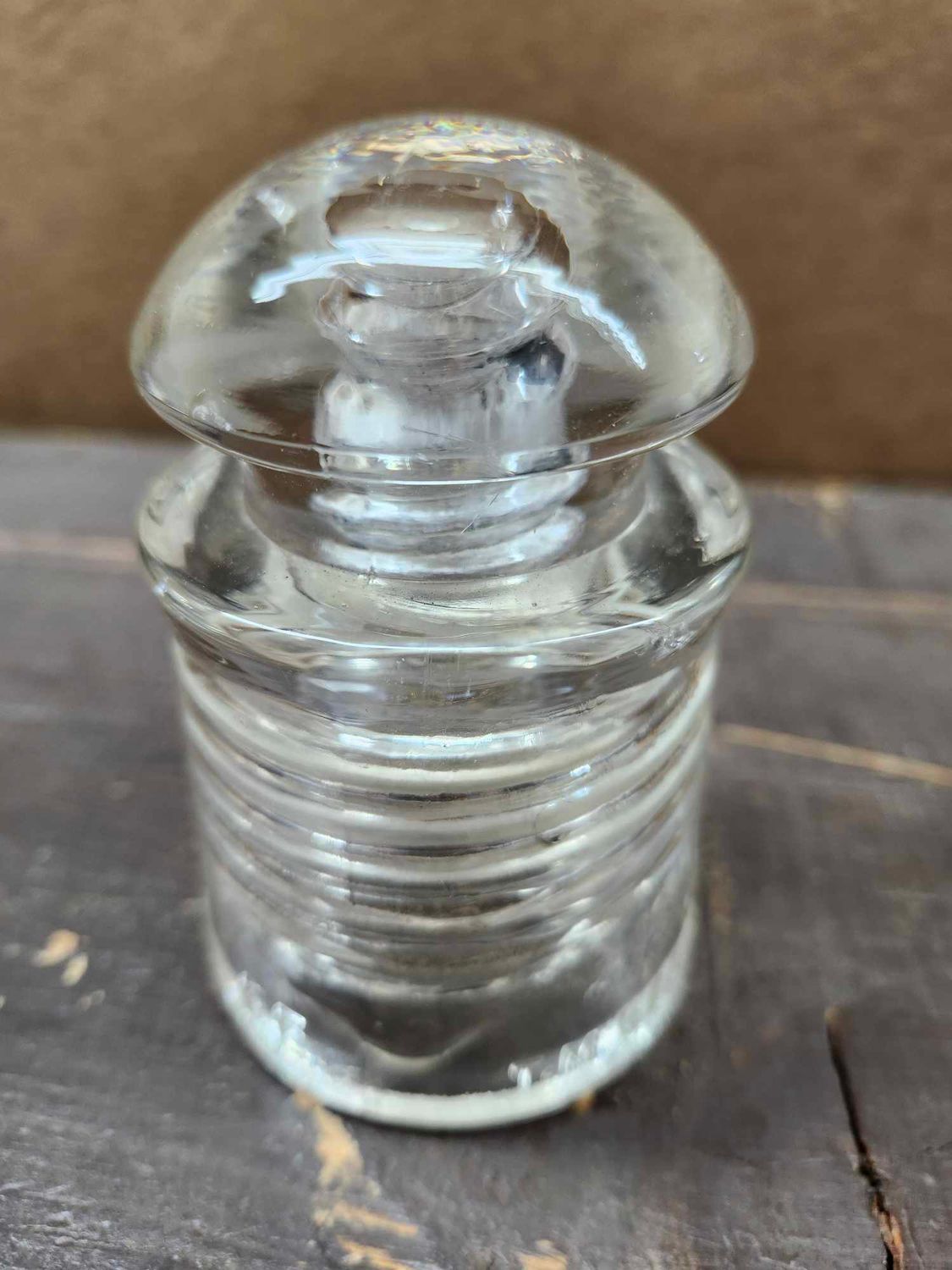 Isolator Cup, Vintage Railroad / Power Line insulator - Clear