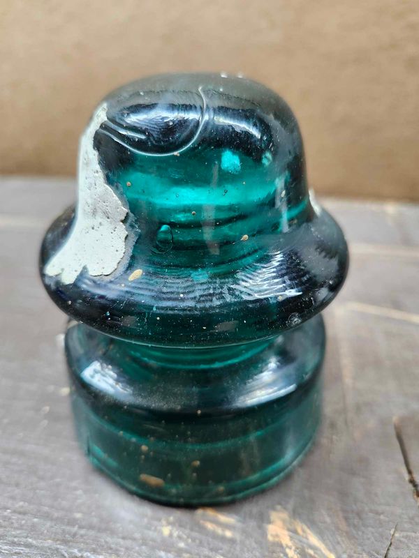 Isolator Cup, Vintage Railroad / Power Line insulator, Green