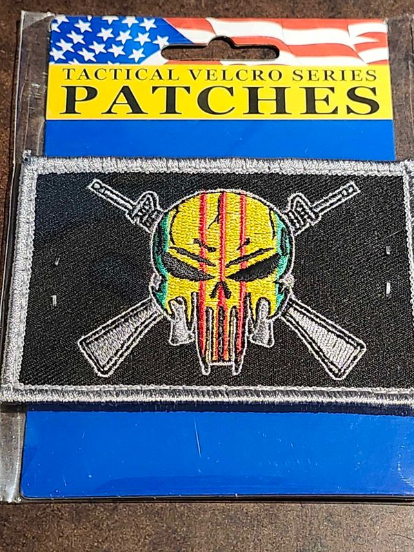Vietnam Veteran Punisher Flag Patch, Velcro backed