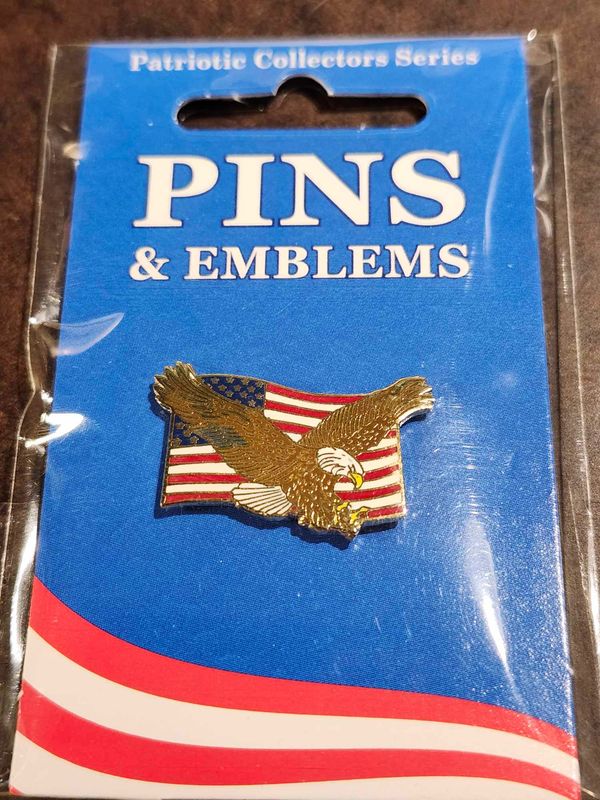 Eagle on Flag Lapel Pin