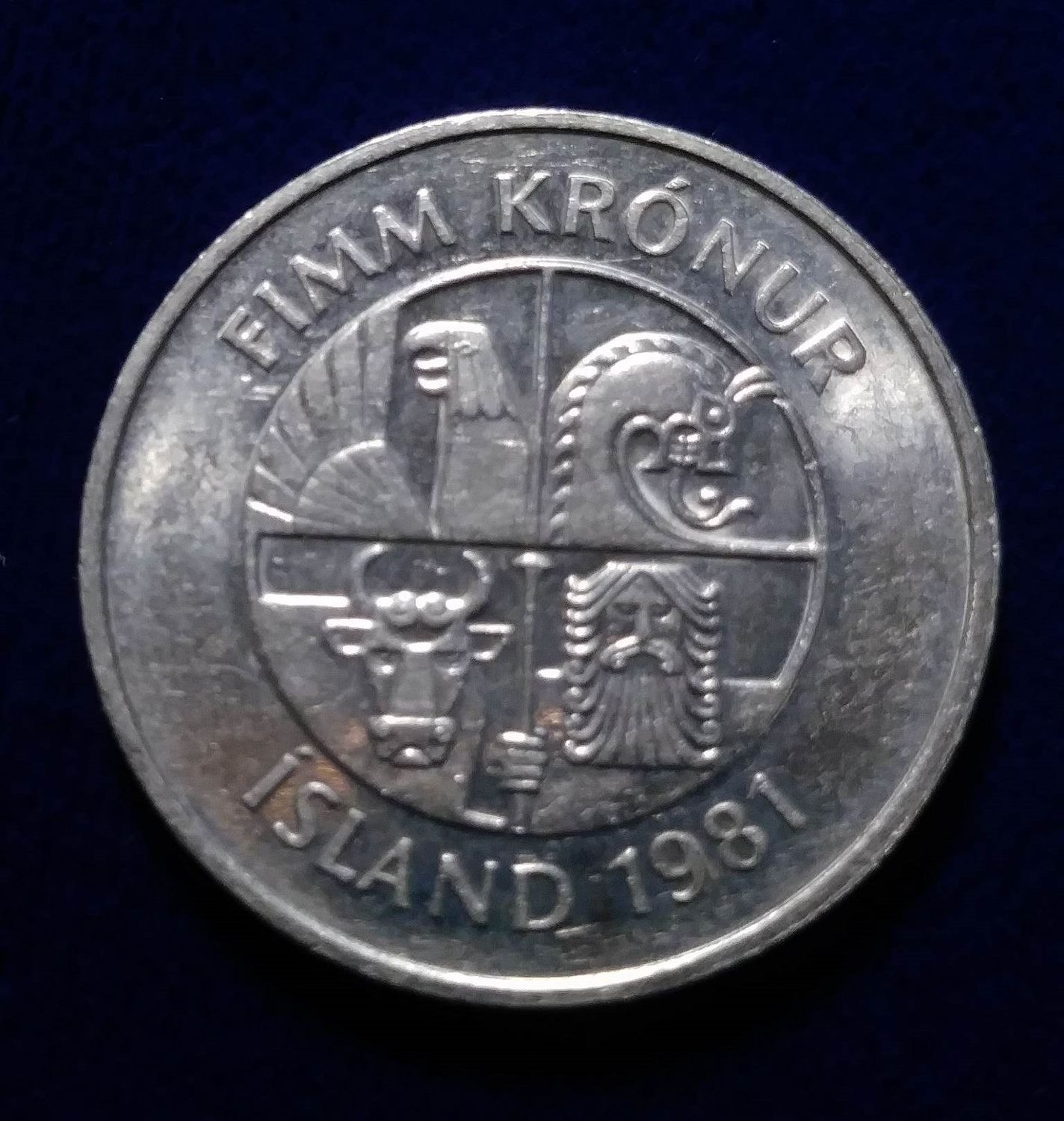 Iceland, 1981, 5 Kronur, 1st year issue