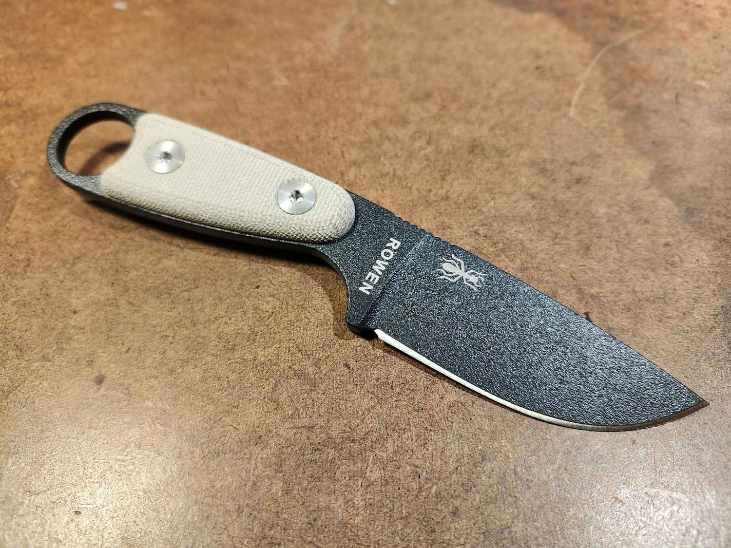 Izula Fixed Blade Knife w/ Micarta Handles, Black Finish Izula Fixed Blade Knife w/ Micarta Handles, Black Finish