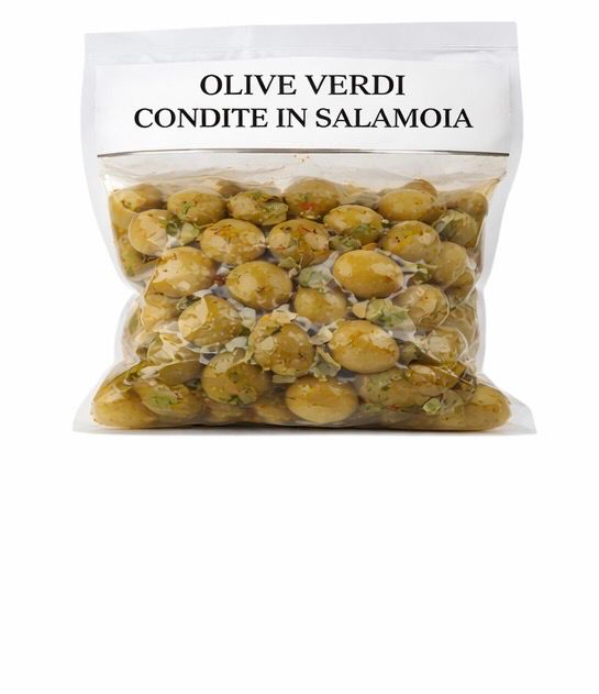 Olive verdi incise in salamoia da 500gr