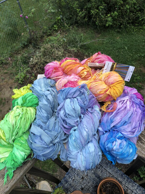 Hand Dyed Recycled Sari Silk Ribbon
