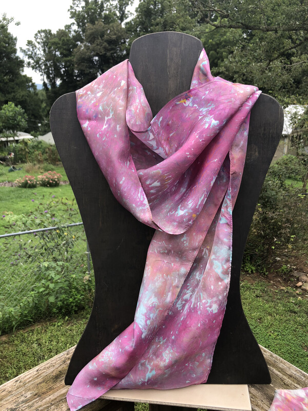 Hand Dyed Habitai Silk Scarf 11 x 60 Ice Dyed