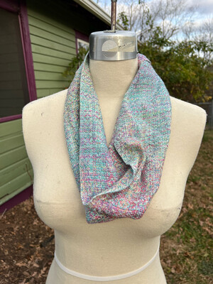 Hand Dyed Handwoven Tencel Seacell Single Loop Infinity Scarf Cowl