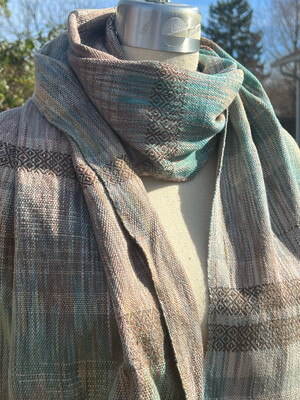 Handwoven Hand Dyed Seacell/Cotton Shawl 