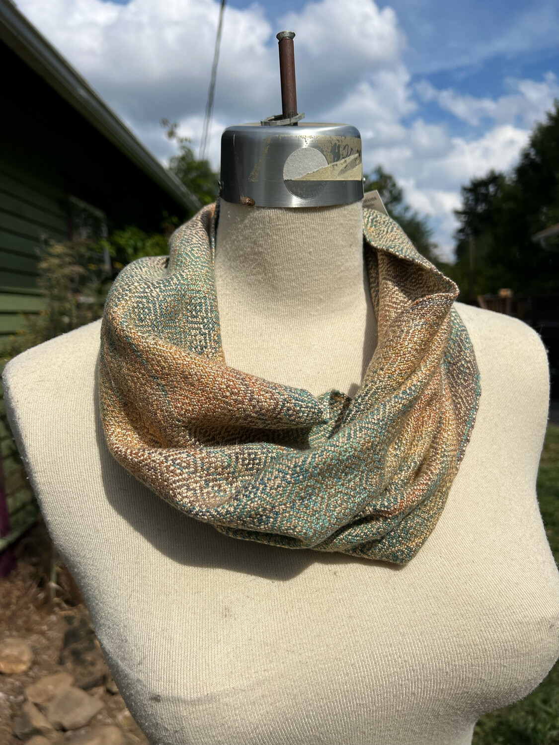 Hand Dyed Handwoven Seacell Cotton Tencel Seacell Single Loop Cowl