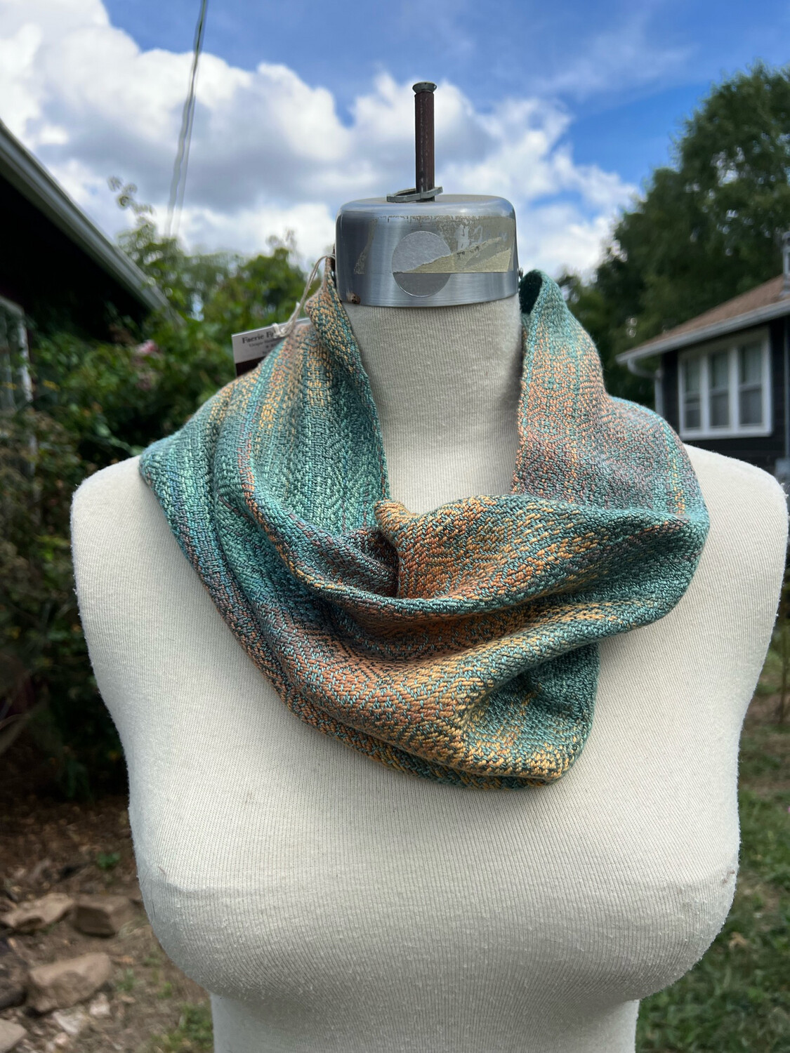 Hand Dyed Handwoven Seacell Cotton Tencel Seacell Single Loop Cowl