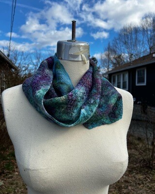 Handwoven Ice Dyed Hand Dyed Cowl Scarf Cotton/Tencel Tencel
