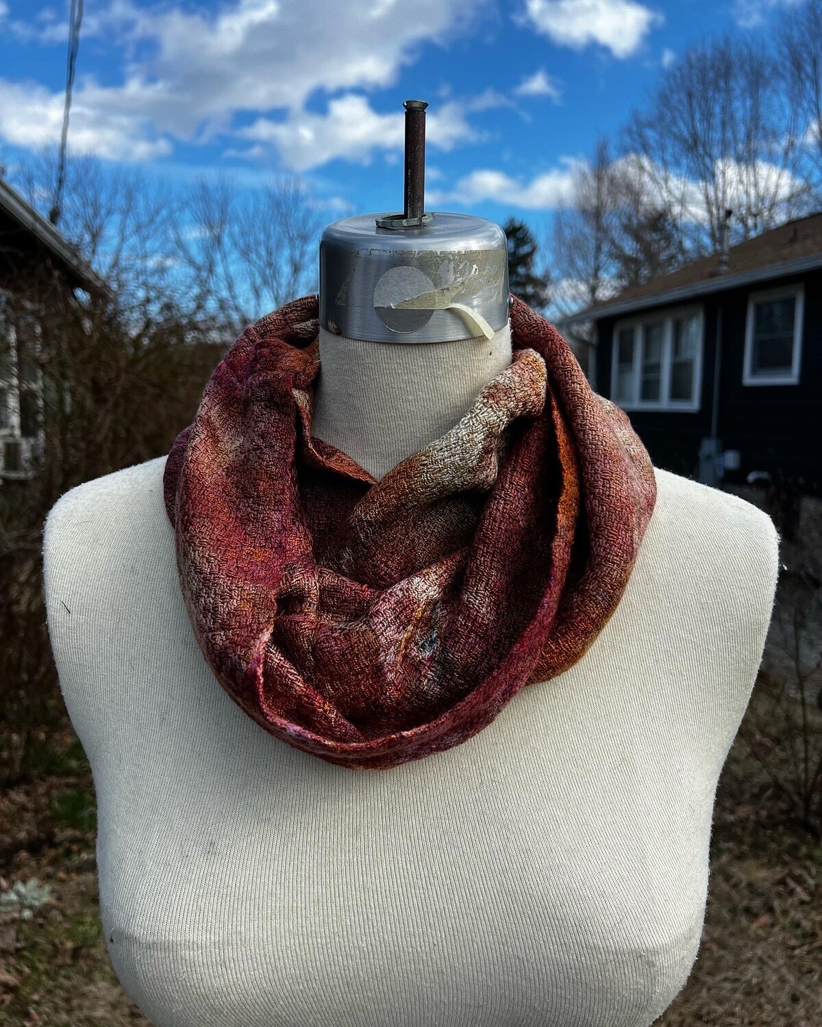 Handwoven Ice Dyed Hand Dyed Cowl Scarf Tencel Cotton W Seacell Tencel