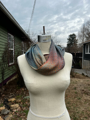 Handwoven Hand Dyed Cowl Tencel Cotton W Sage Green Tencel Weft