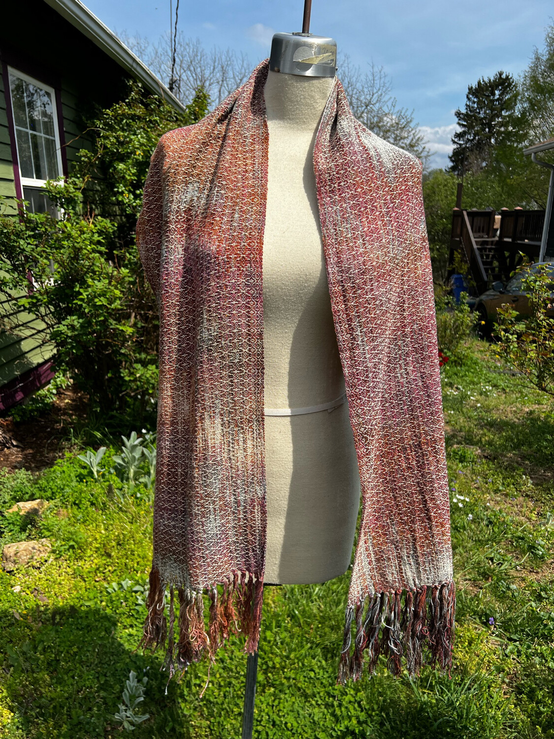 Hand Dyed Ice Dyed Handwoven Seacell Cotton Tencel Seacell Scarf