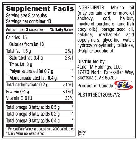 Slim4Life slm EFA essential fatty acid supplement pill bottle front