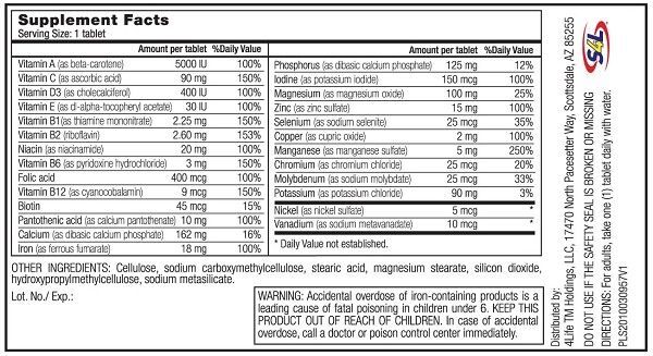 Slim4Life Vita Life Multi-Vitamin & Mineral Supplement pill bottle front