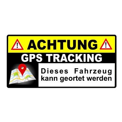 Achtung GPS Tracking Aufkleber (2 Stück 6 x 3 cm)